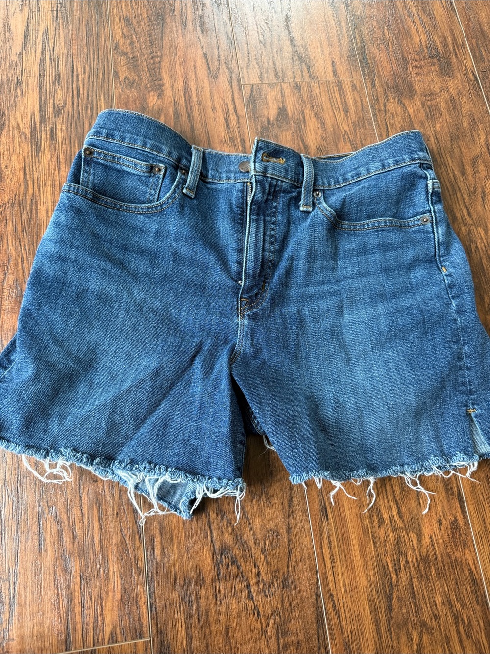 J. Crew Raw Hem Dark Blue Denim Cutoff Shorts
